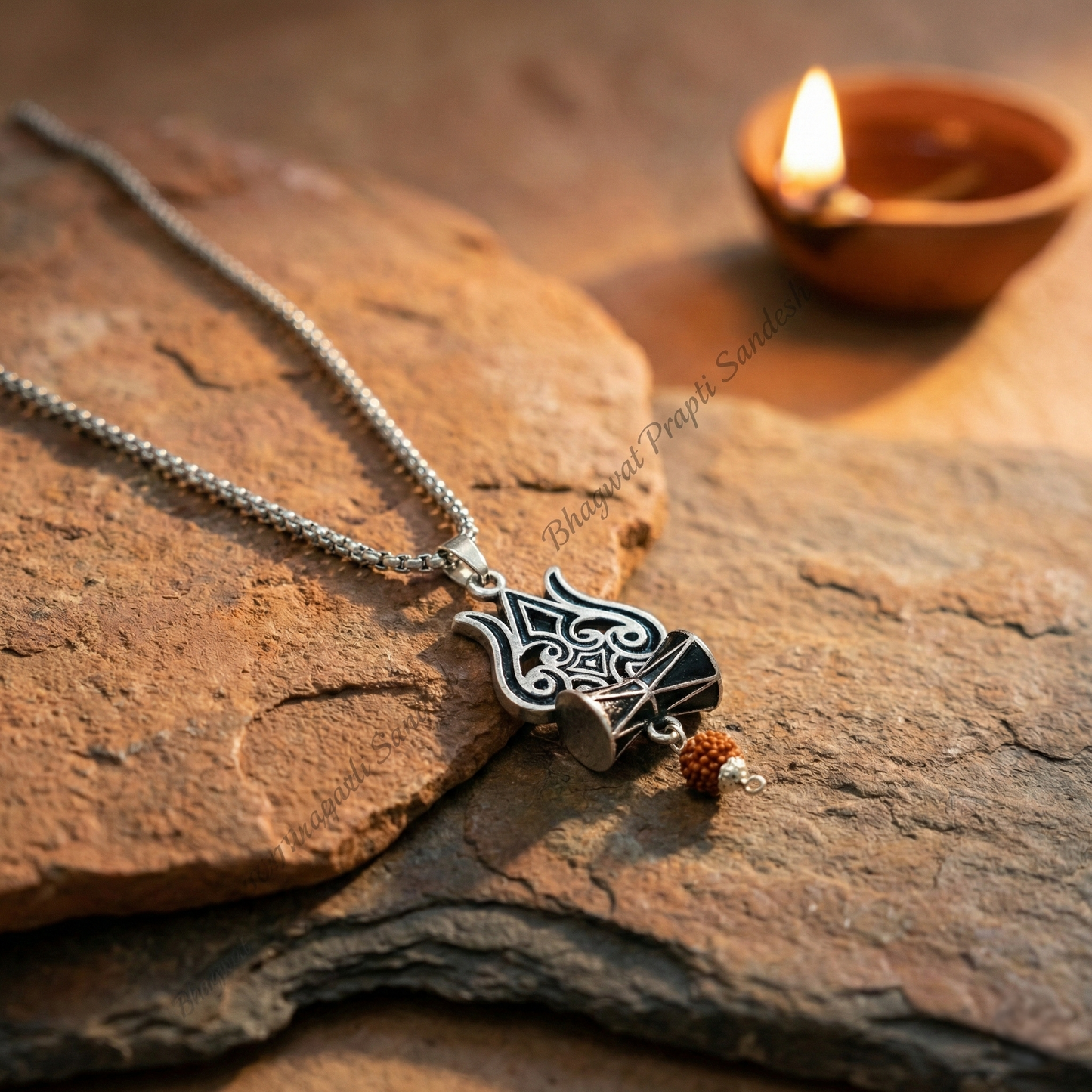 Astrology-Approved Trishul Damru Rudraksha Chain for Power, Peace & Positivity