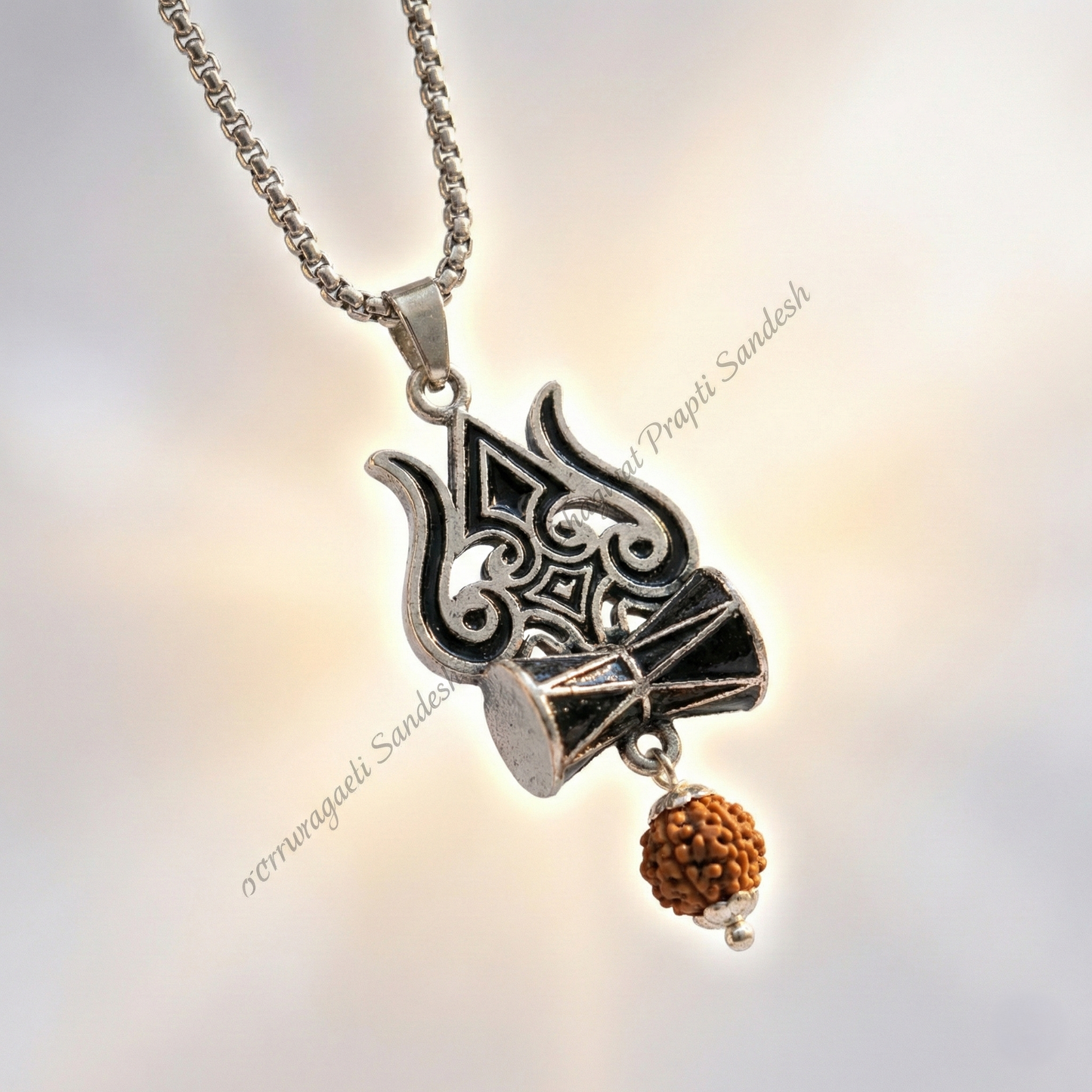 Astrology-Approved Trishul Damru Rudraksha Chain for Power, Peace & Positivity