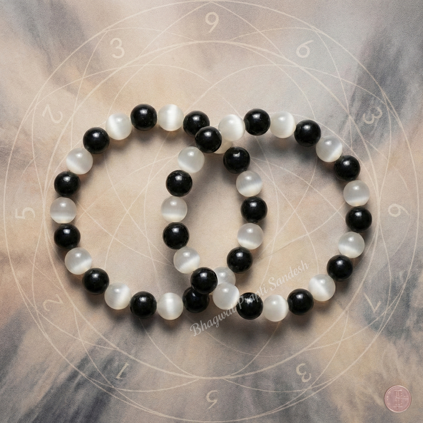 Vintage Boho Cat’s Eye Obsidian Energy Wristband for Protection & Luck (Set of 2)