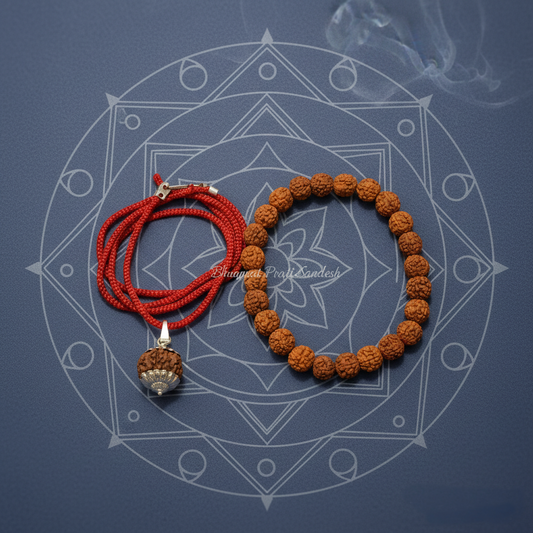 5 Mukhi Rudraksha Mala with Matching Bracelet