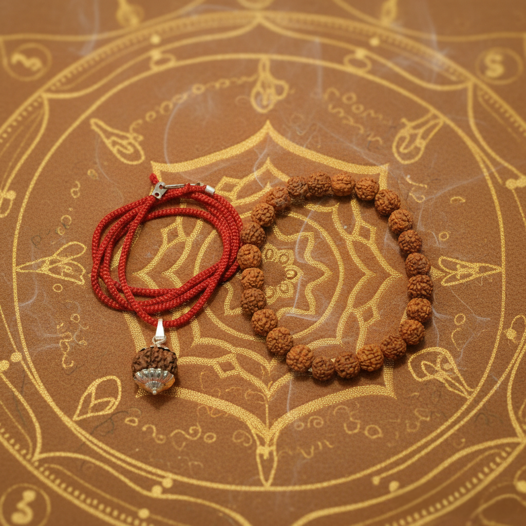 5 Mukhi Rudraksha Mala with Matching Bracelet