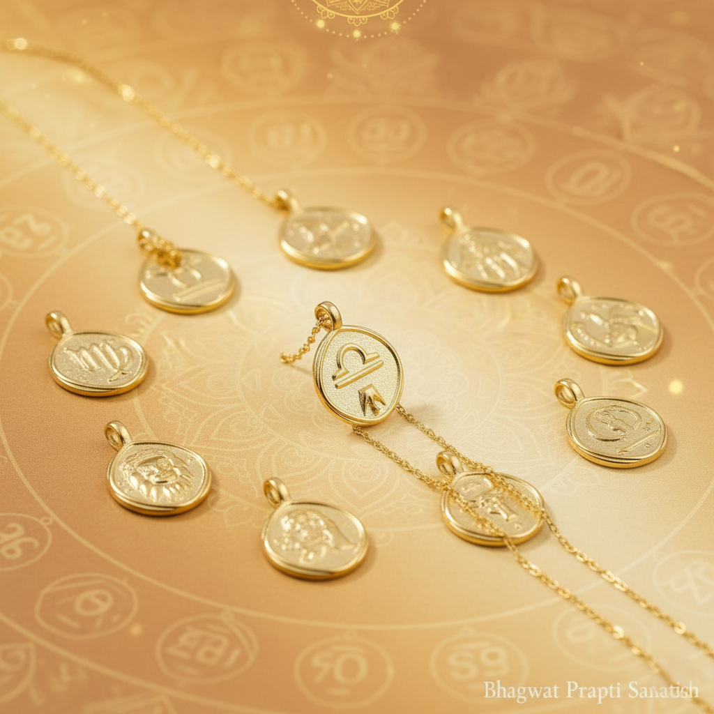 Gold Plated Zodiac Sign Necklace for Protection, Luck & Positive Energy