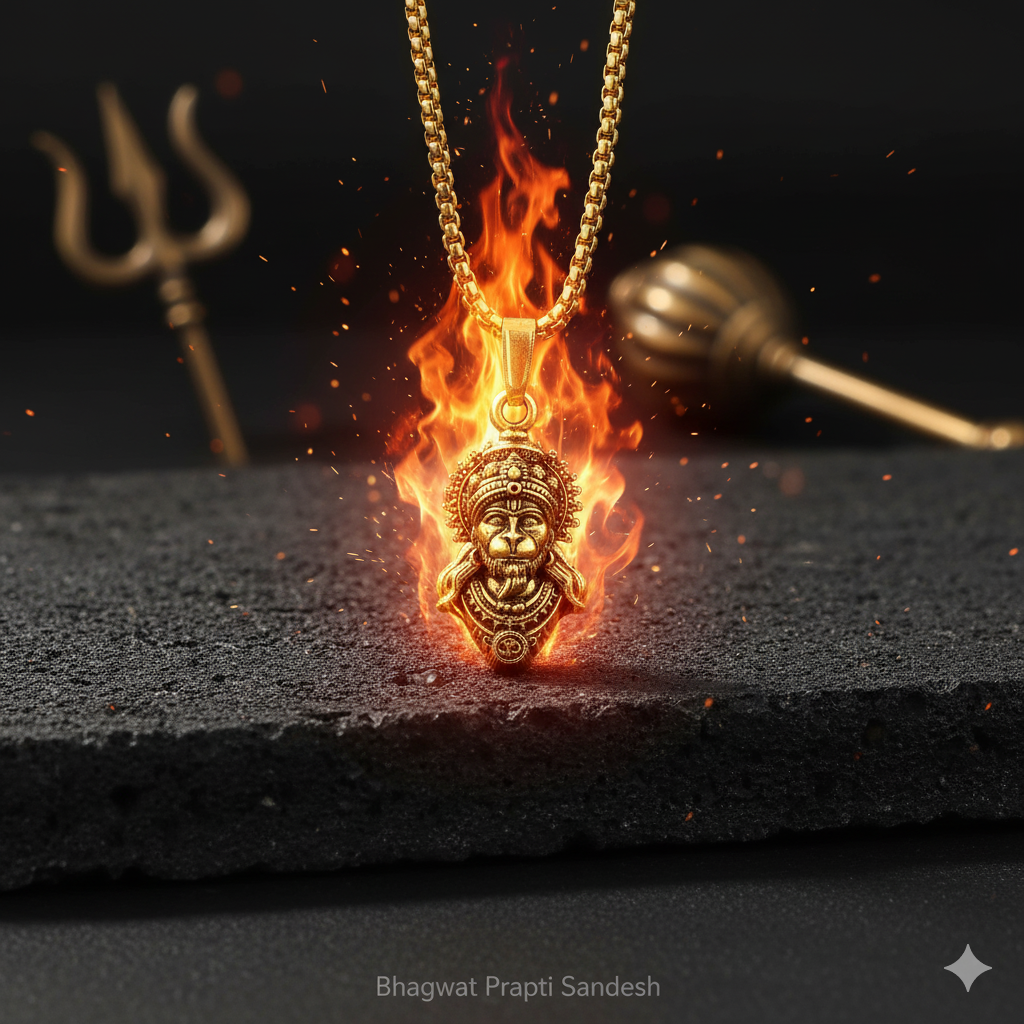 Lord Hanuman Pendant with Chain for Protection, Strength & Divine Blessings