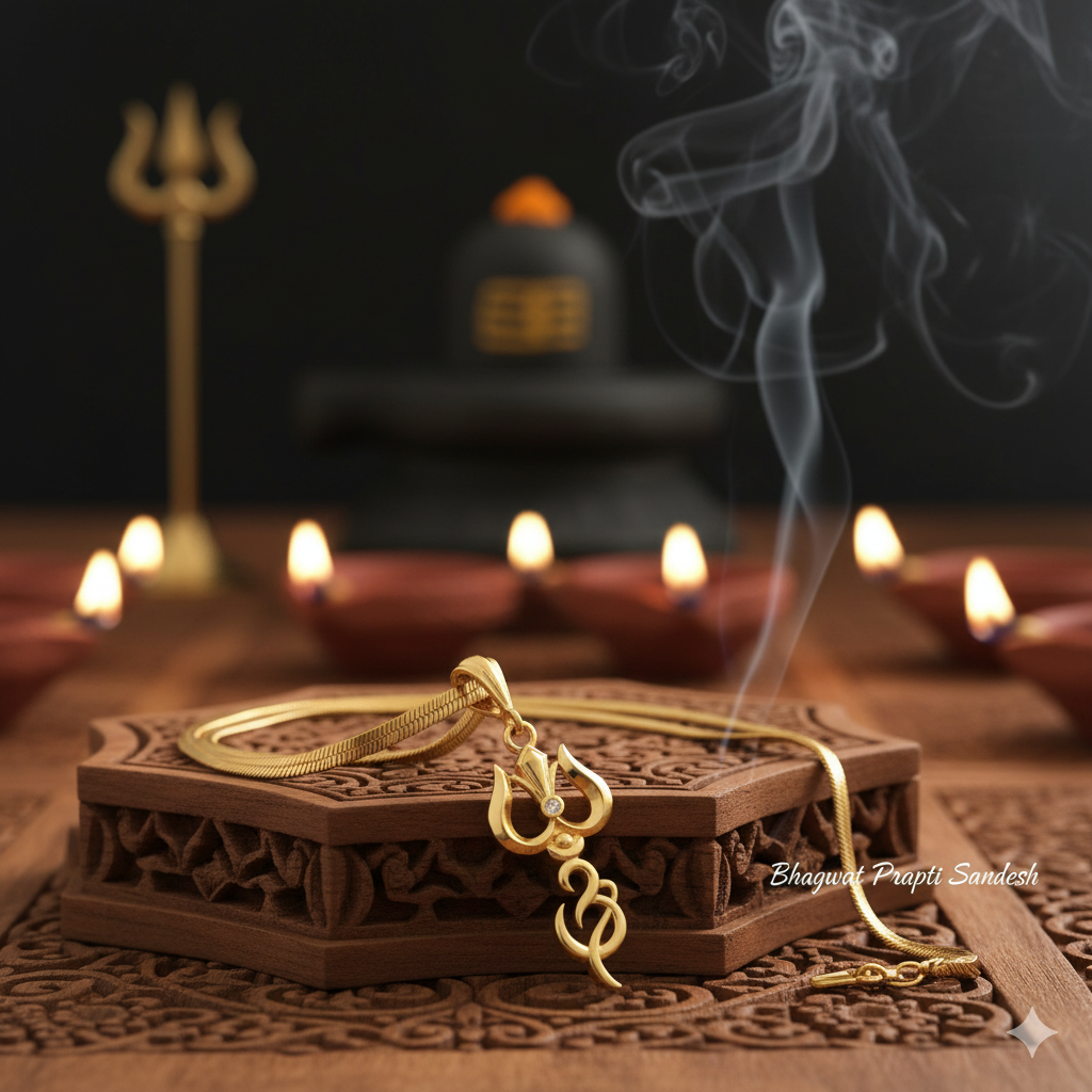 Gold Plated Trishul Pendant with Chain for Protection, Strength & Shiva Energy
