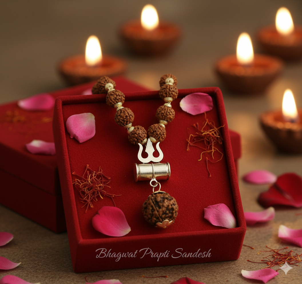 Shiv Trishul Pendant with Rudraksha Chain for Protection, Power & Shiva Blessings