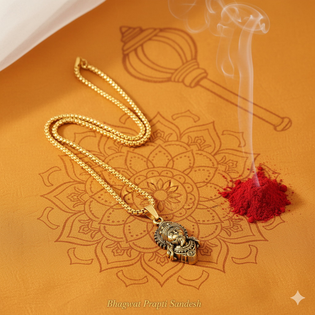 Lord Hanuman Pendant with Chain for Protection, Strength & Divine Blessings