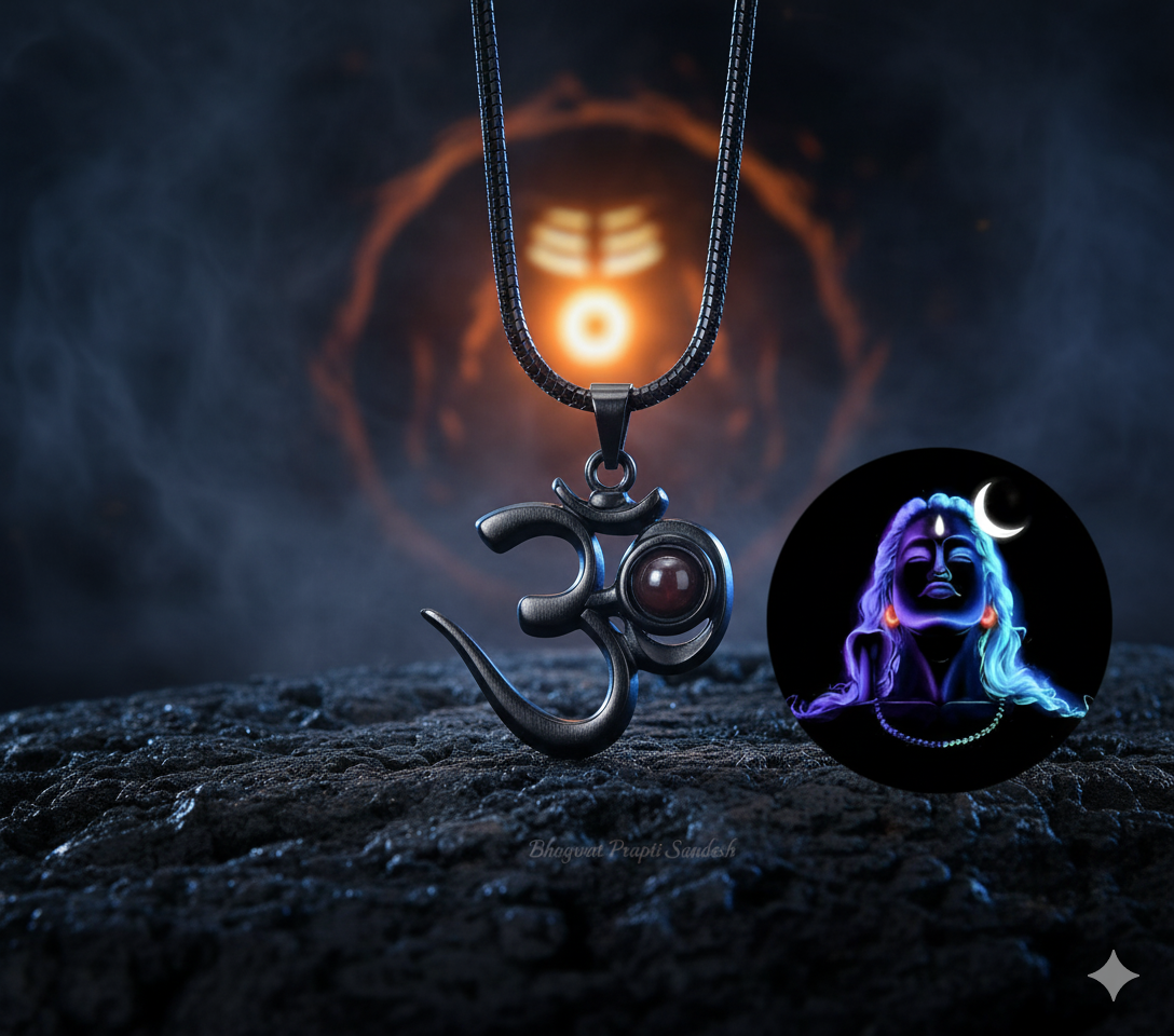 OM Adiyogi Pendant in Black Stainless Steel for Protection, Inner Peace & Shiva Energy