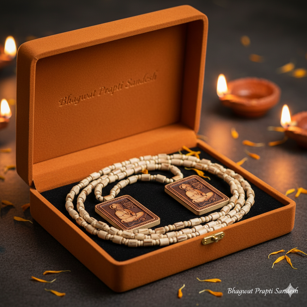 Original Tulsi Kanthi Mala with Hanuman Ji Locket for Protection, Bhakti & Spiritual Energy | Natural Wood Mala Pack of 2