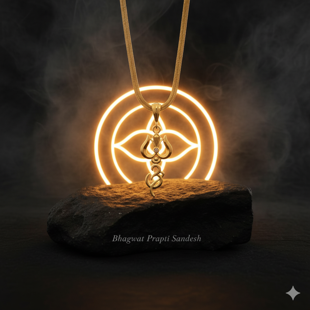 Gold Plated Trishul Pendant with Chain for Protection, Strength & Shiva Energy