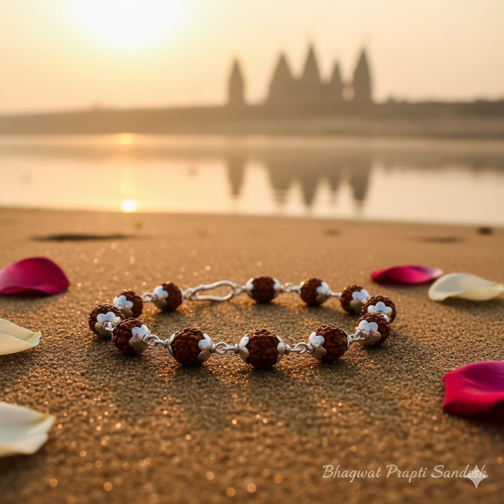 Rudraksha Bracelet Silver Plated for Peace, Protection & Spiritual Balance