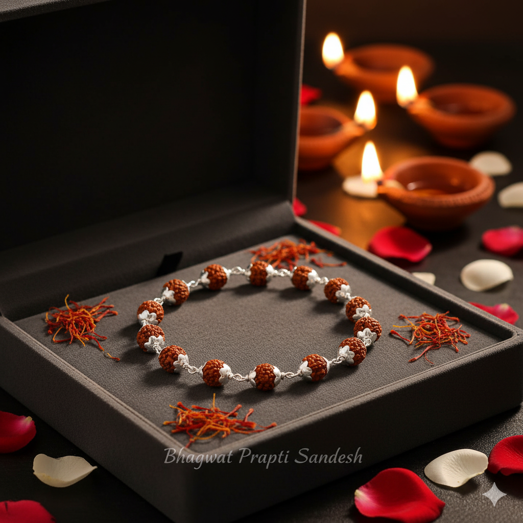 Rudraksha Bracelet Silver Plated for Peace, Protection & Spiritual Balance