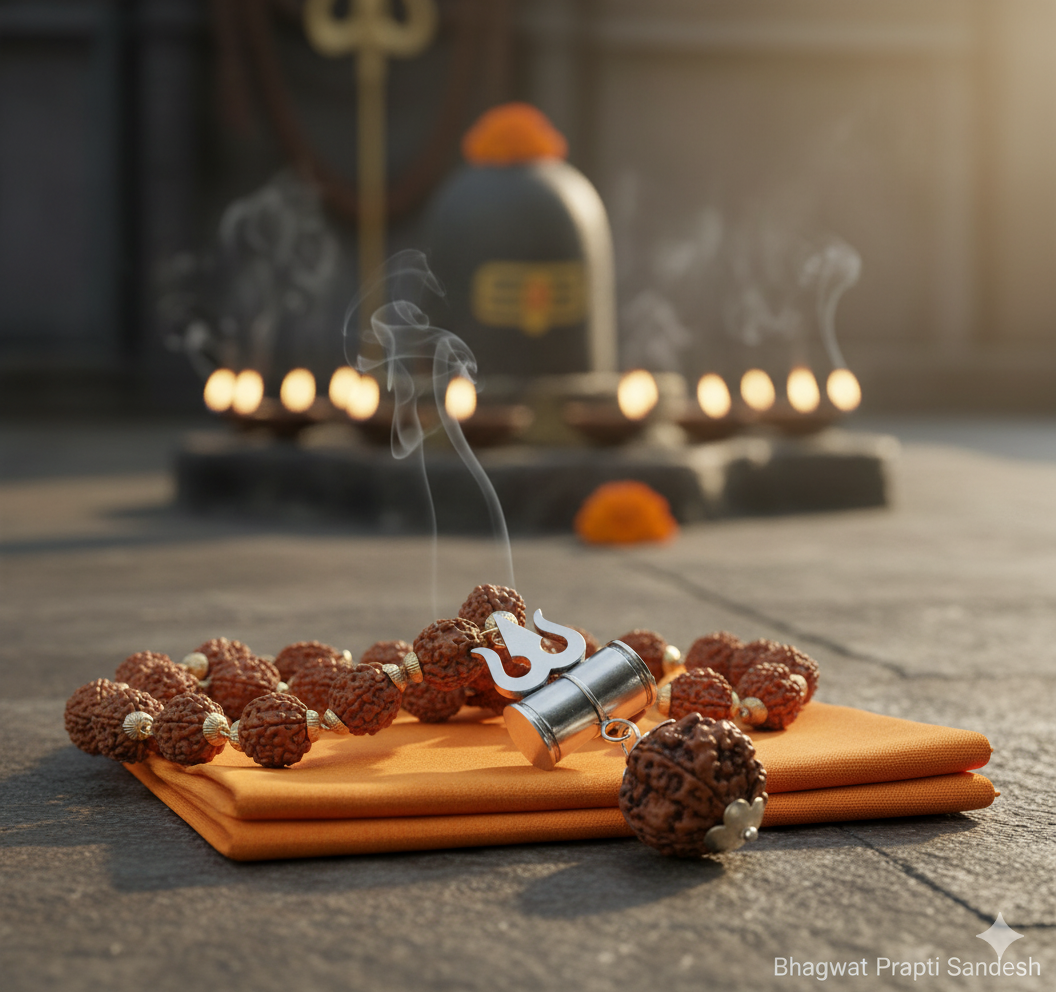 Shiv Trishul Pendant with Rudraksha Chain for Protection, Power & Shiva Blessings