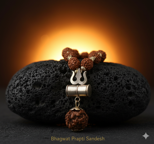 Shiv Trishul Pendant with Rudraksha Chain for Protection, Power & Shiva Blessings