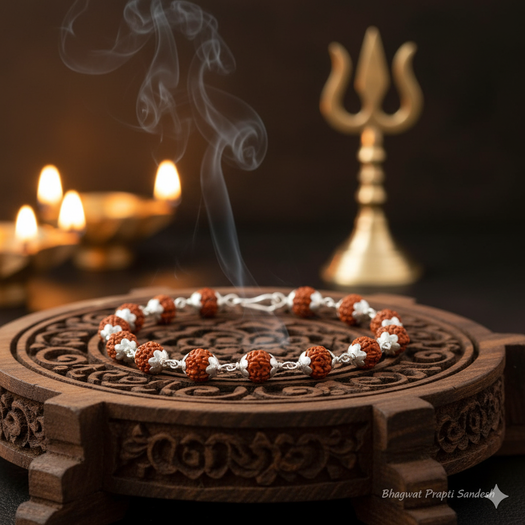 Rudraksha Bracelet Silver Plated for Peace, Protection & Spiritual Balance