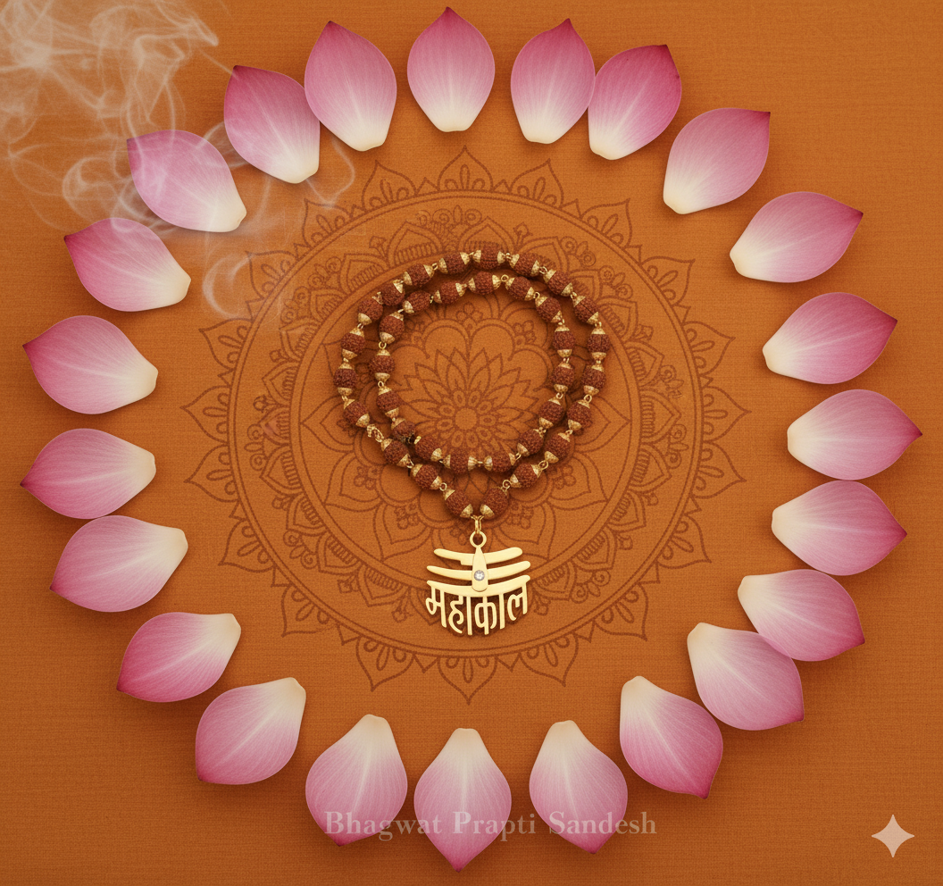 Rudraksha Mala with Mahakal Pendant for Protection, Power & Shiva Blessings