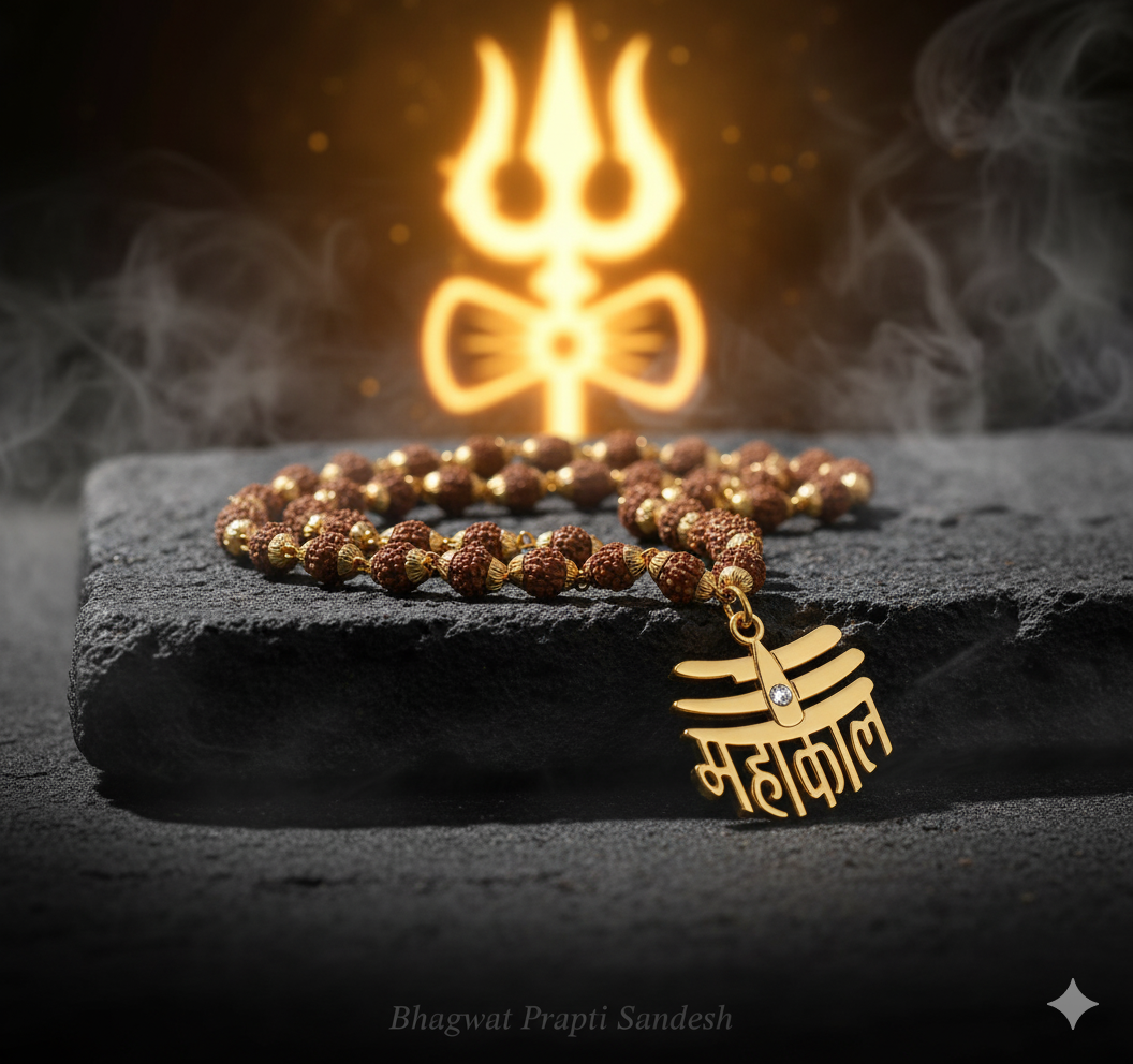 Rudraksha Mala with Mahakal Pendant for Protection, Power & Shiva Blessings
