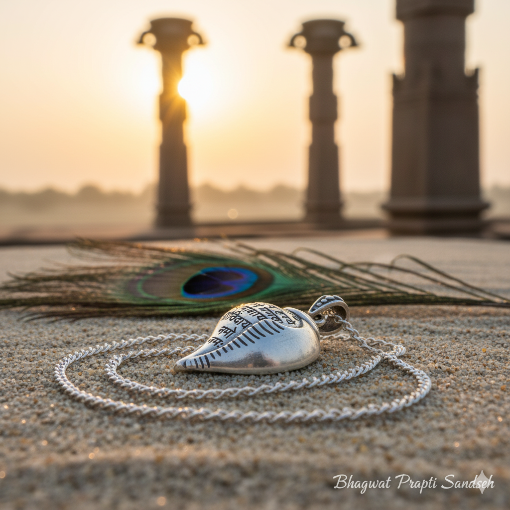 Shri Krishna Shankha Pendant with Silver Chain for Peace, Protection & Divine Blessings
