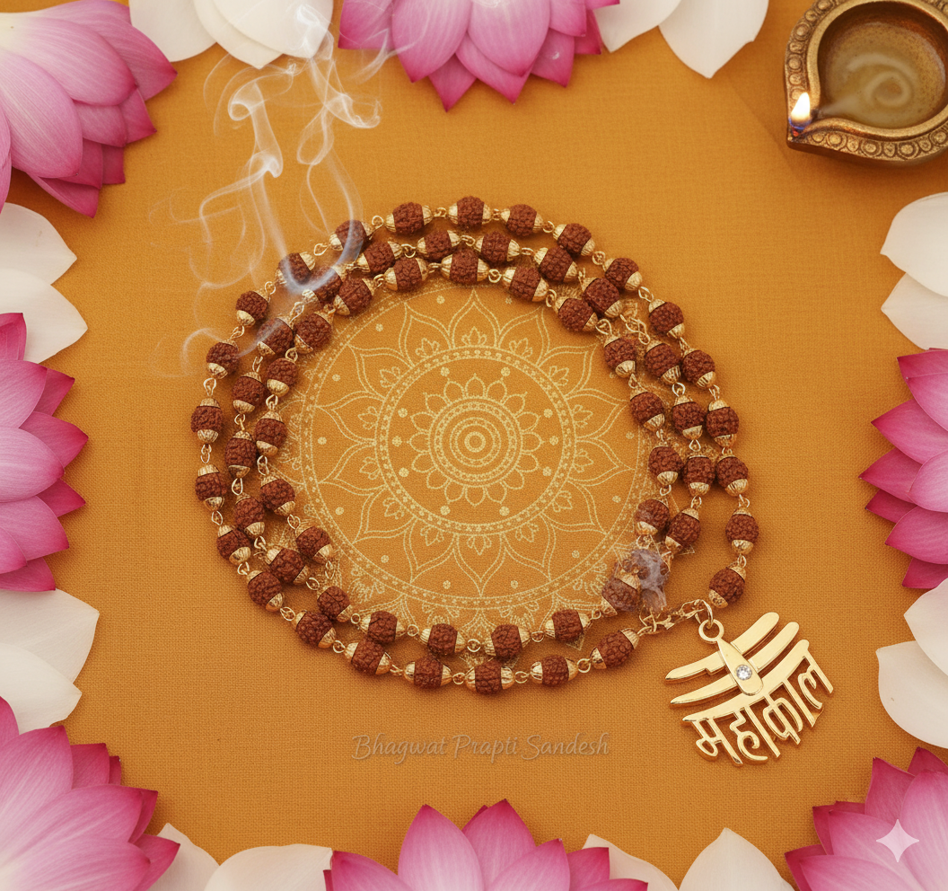 Rudraksha Mala with Mahakal Pendant for Protection, Power & Shiva Blessings