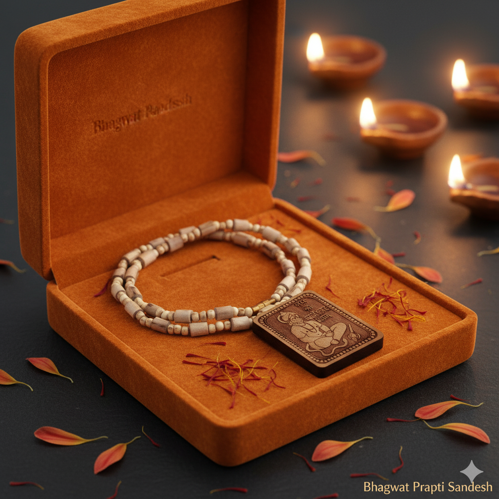 Bageshwar Dham Tulsi Mala with Wooden Hanuman Ji Locket for Protection, Bhakti & Divine Energy