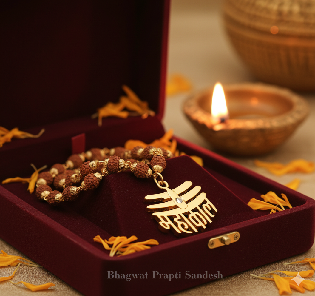 Rudraksha Mala with Mahakal Pendant for Protection, Power & Shiva Blessings