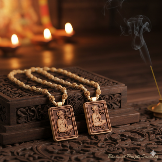 Original Tulsi Kanthi Mala with Hanuman Ji Locket for Protection, Bhakti & Spiritual Energy | Natural Wood Mala Pack of 2
