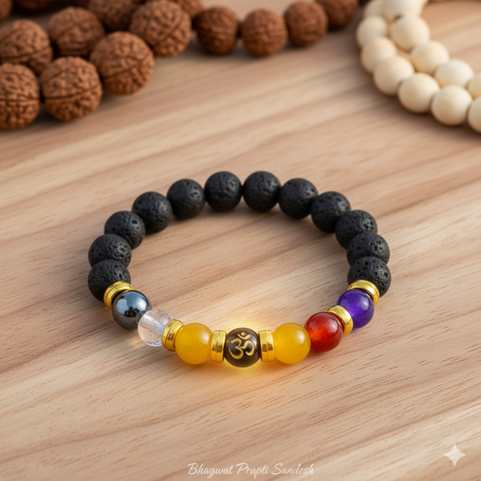Natural Beads Om Bracelet for Peace, Protection & Spiritual Energy
