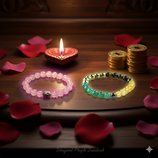 Money & Love Crystal Bracelet Combo for Wealth, Romance & Emotional Balance