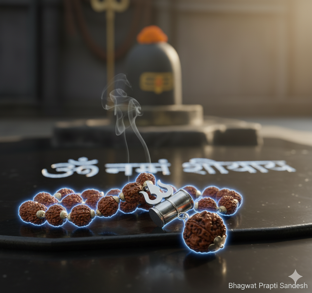 Shiv Trishul Pendant with Rudraksha Chain for Protection, Power & Shiva Blessings